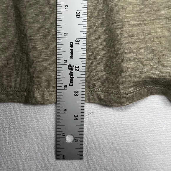 WRAP London Linen Tunic US 10 V-Neck 3/4 Sleeve Roll Tab Side Split Olive Sage - Picture 13 of 16